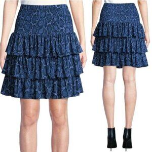 MICHAEL KORS Smocked Python-Print Tiered Skirt Womens Size XXS
